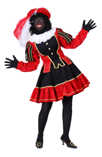 Zwarte piet kostuum dames rood zwart