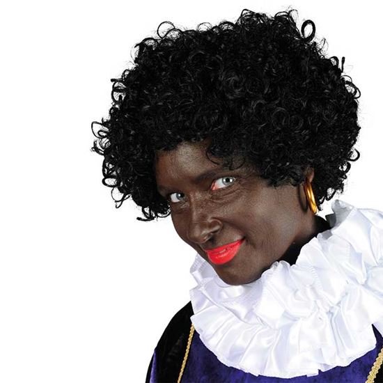 Zwarte piet pruik luxe