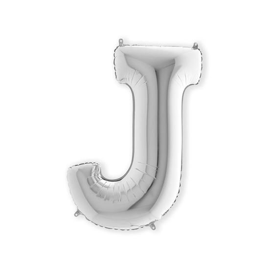 Letter ballon J zilver