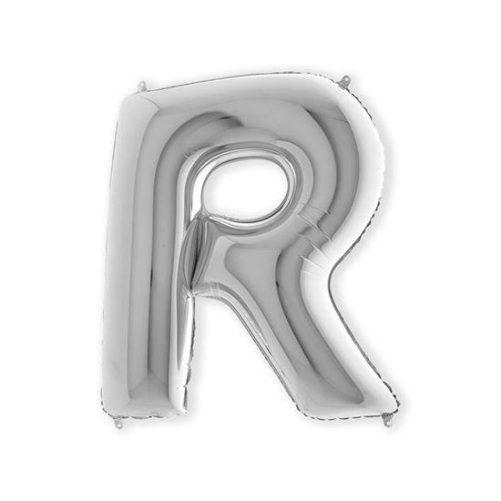 Letter ballon R zilver