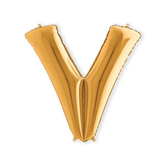 Letter ballon V goud