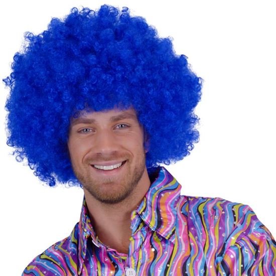 Afro pruik blauw