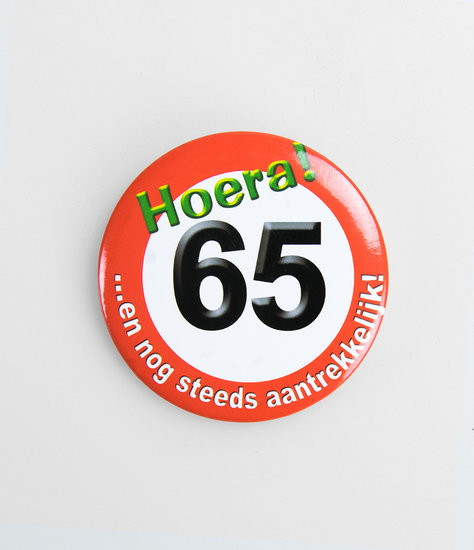 65 jaar button