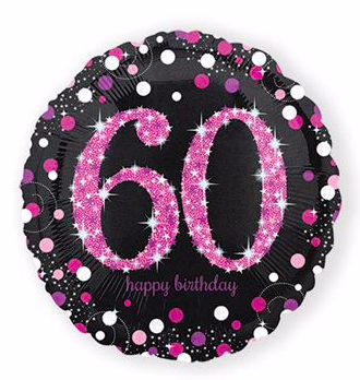 Ballonnen zwart roze 60 jaar