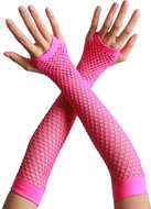 Net handschoenen lang roze