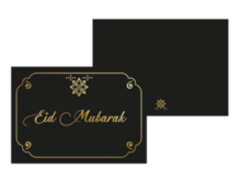 Wenskaart Eid Mubarak zwart-goud