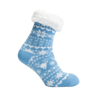 Warme Kerstsokken blauw-wit met anti-slipzool