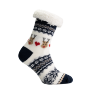 Warme Kerstsokken donker blauw-wit rudolf