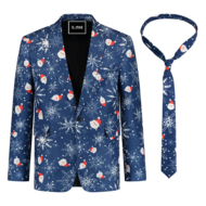 Kerst Blazer Santa Snowflakes met stropdas