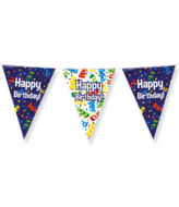 Vlaggenlijn Happy Birthday confetti