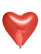 Chrome hartjes ballonnen rood 30 cm 10 stuks
