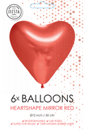 Chrome hartjes ballonnen rood 30 cm 10 stuks