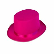 Hoge hoed roze satijn
