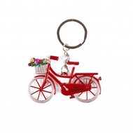 Sleutelhanger Fiets rood met tulpen Holland