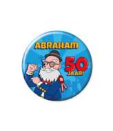 Button Abraham 50 cartoon