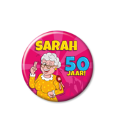 Button Sarah 50 cartoon