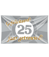 Getrouwd gevel vlag 25 jaar 150 x 90 cm