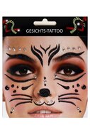 Face en body stickers en steentjes kat