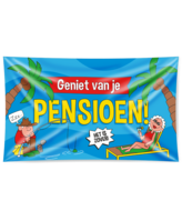 Pensioen gevel vlag cartoon 150 x 90 cm