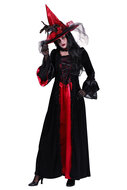 Halloween jurk Feronia zwart-rood met hoed