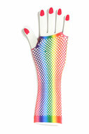Net handschoenen lang regenboog