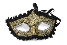 Venetiaanse masker goud-zwart met kant
