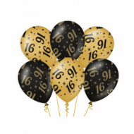 Ballonnen Classy 16 jaar zwart-goud