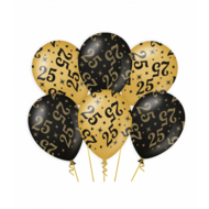 Ballonnen Classy 25 jaar zwart-goud