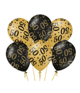Ballonnen Classy 50 jaar zwart-goud