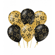 Ballonnen Classy 75 jaar zwart-goud