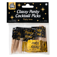 Cocktailprikkers Classy Party Time zwart-goud