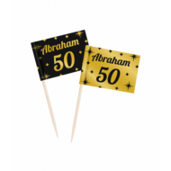 Cocktailprikkers Abraham 50 zwart-goud