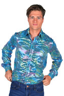 Shirt disco heren turquoise