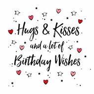 Wenskaart Hugs &amp; Kisses and birtday wishes