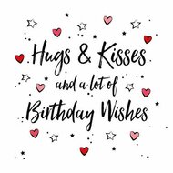 Wenskaart Hugs & Kisses and birtday wishes