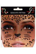 Face en body stickers en steentjes Luipaard