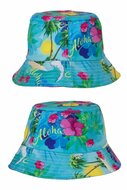 Hawaii vissershoedje blauw met print