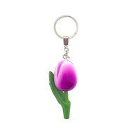 Sleutelhanger tulp paars/wit