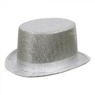 Hoge hoed Lurex zilver