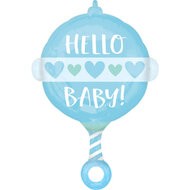 Folieballon Geboorte hello baby blauw