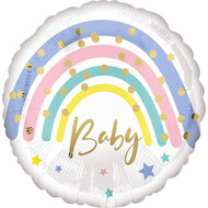 Folieballon Geboorte pastel rainbow Baby