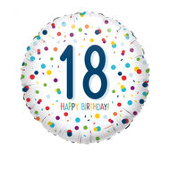 Folieballon 18 confetti happy birthday
