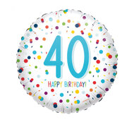 Folieballon 40 confetti happy birthday