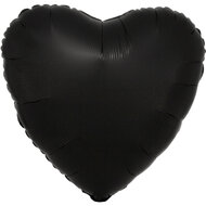 Folieballon zwart hart 43 cm