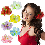 Hawaii haarclip met decoratiebloem assorti kleuren