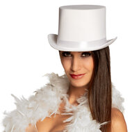 Hoge hoed wit satijn luxe