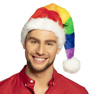 Kerstmuts pluche regenboog