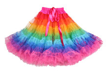 Luxe petticoat 2 laagse regenboog