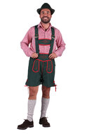 Oktoberfest Klaus lederhosen groen en overhemd rood-wit