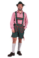 Oktoberfest Klaus lederhosen groen en overhemd rood-wit